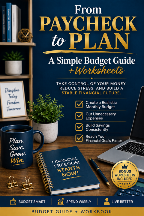 From Paycheck to Plan — A Simple Budget Guide + Worksheets approved cover